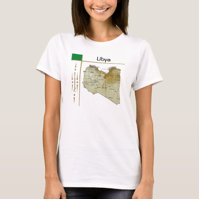 T-Shirt Carte + Drapeau + Titre Libye (Devant)