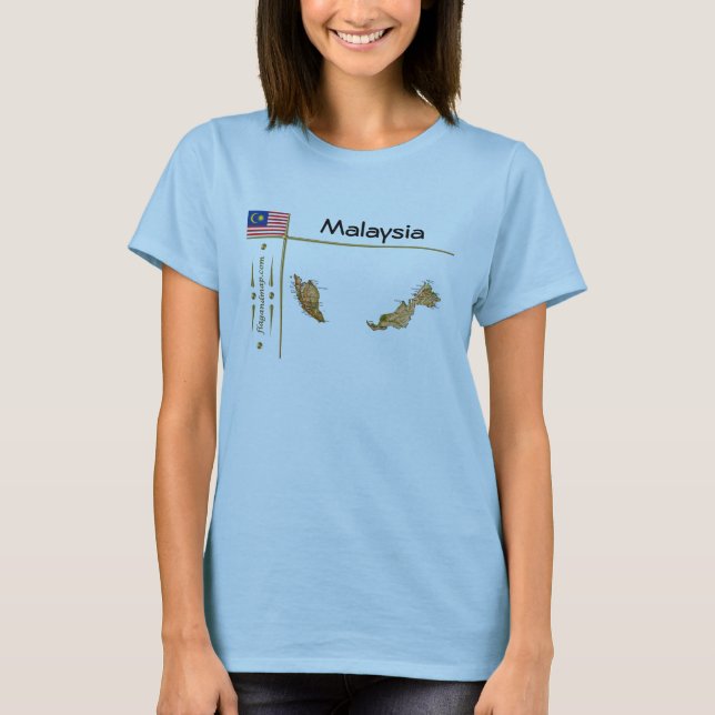 T-Shirt Carte + Drapeau + Titre Malaisie (Devant)
