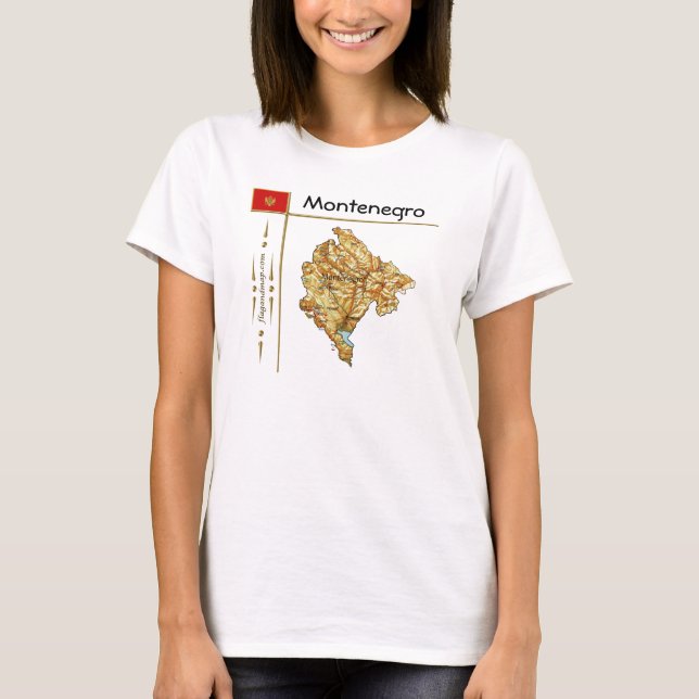 T-Shirt Carte + Drapeau + Titre Monténégro (Devant)