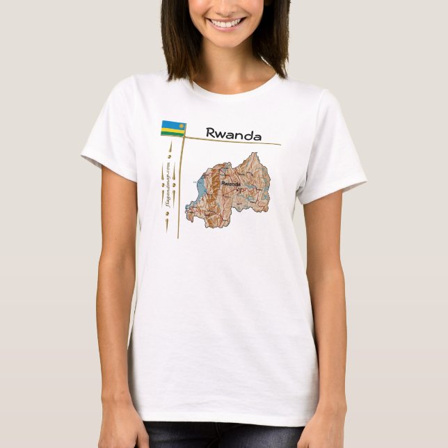 T-Shirt Carte + Drapeau + Titre Rwanda (Devant)