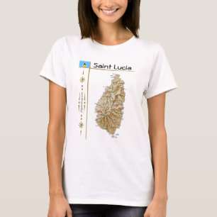 T-Shirt Carte + Drapeau + Titre Sainte-Lucie
