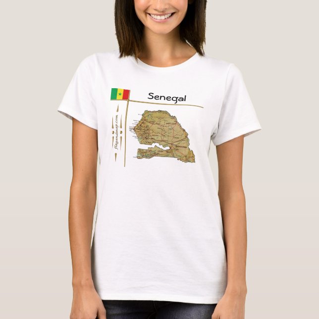 T-Shirt Carte + Drapeau + Titre Sénégal (Devant)