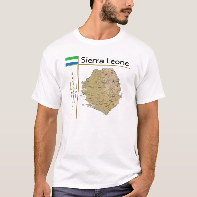 T-Shirt Carte + Drapeau + Titre Sierra Leone (Devant)