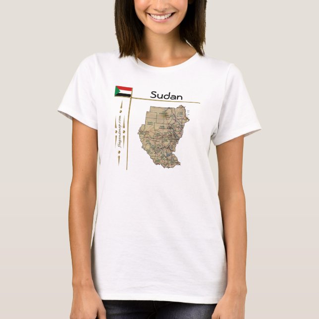 T-Shirt Carte + Drapeau + Titre Soudan (Devant)