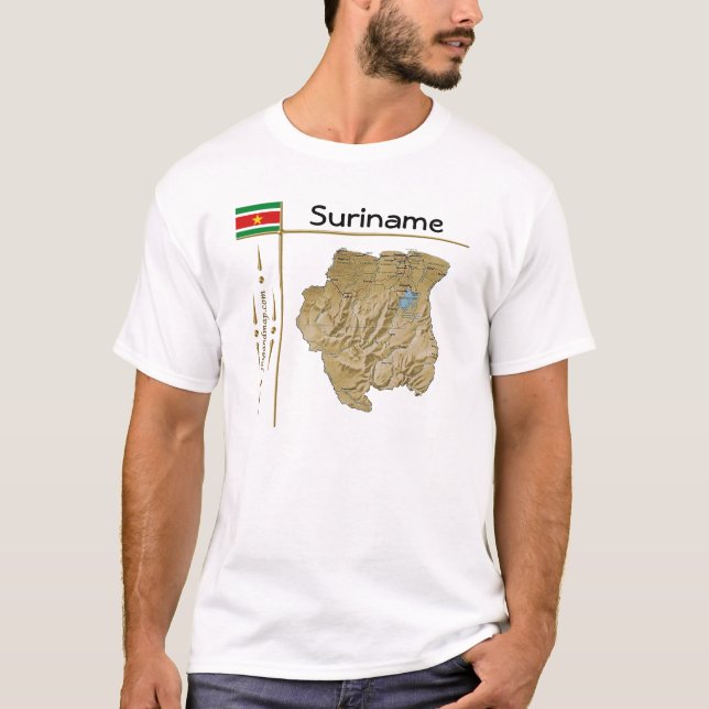 T-Shirt Carte + Drapeau + Titre Suriname (Devant)