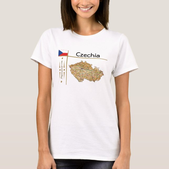 T-Shirt Carte + Drapeau + Titre Tchéquie (Devant)