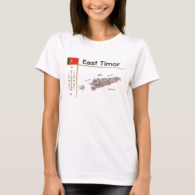 T-Shirt Carte + Drapeau + Titre Timor oriental (Devant)