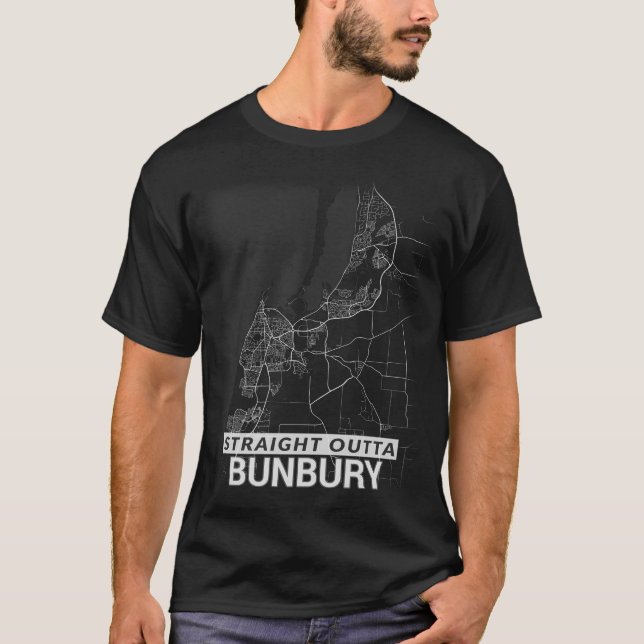 T-shirt Carte droite de ville d'Outta Bunbury (GROS (Devant)