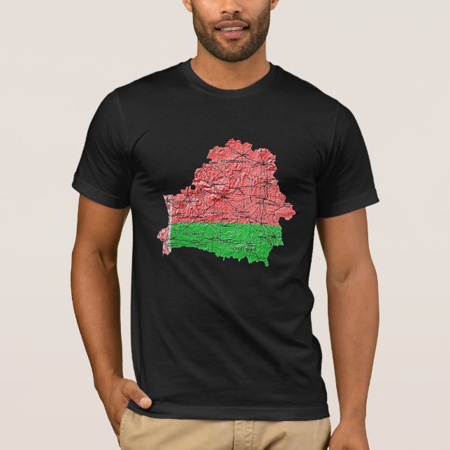 T-Shirt carte du Bélarus couleur du drapeau (Devant)