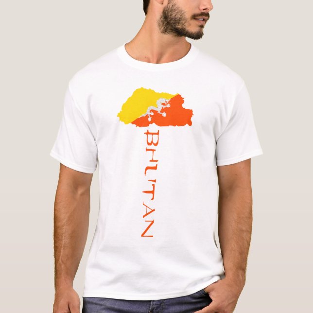 T-shirt Carte du Bhoutan Drapeau du pays (Devant)