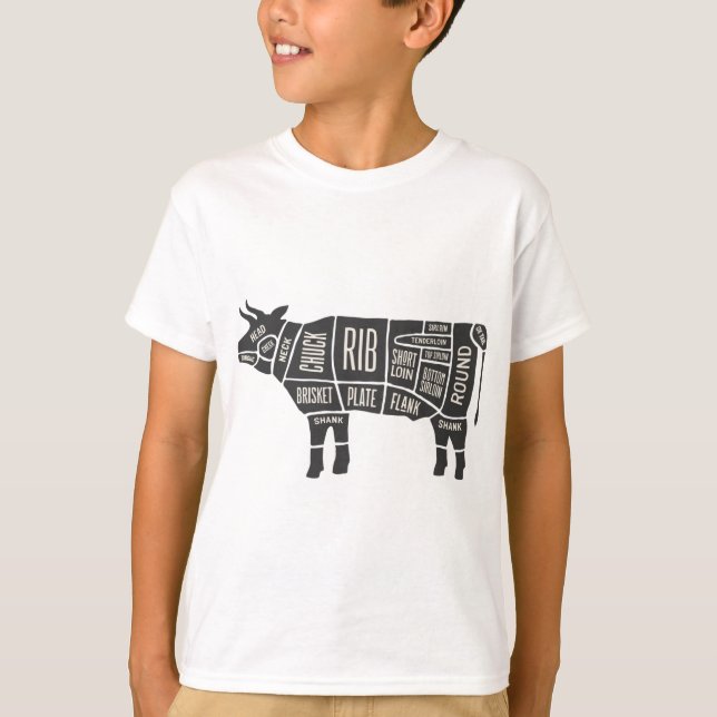 T-shirt Carte du boucher de vache (Devant)