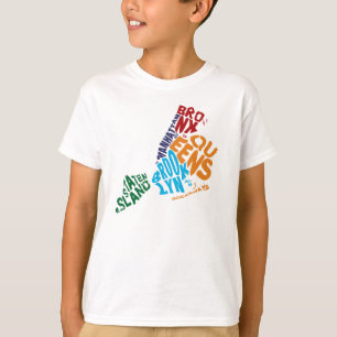 T-shirt Carte du Calligramme de New York City 5 Boroughs