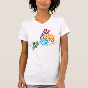 T-shirt Carte du Calligramme des 5 villes de New York