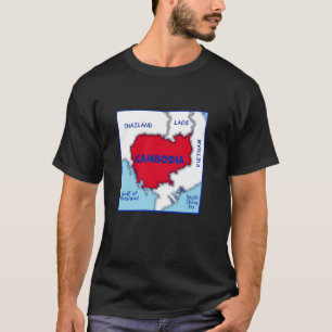T-shirt Carte du Cambodge aux couleurs du drapeau. Pays vo