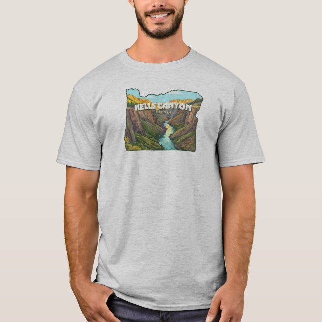 T-shirt Carte du canyon Hells Oregon (Devant)