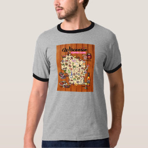 T-shirt Carte du club de souper Ringer T - Wisconsin