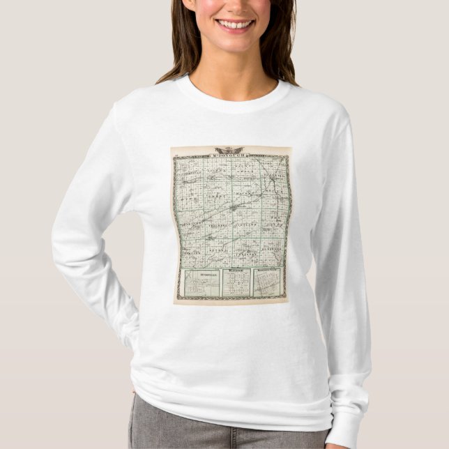 T-shirt Carte du compté de McDonough, Rushville (Devant)