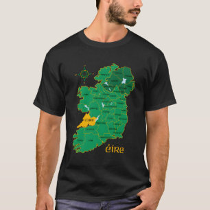 T-shirt Carte du comté de Clare Irlande Eire Irish Travel