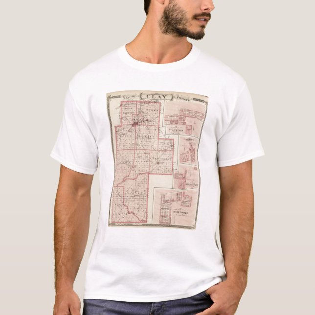 T-shirt Carte du comté de Clay avec Staunton, harmonie (Devant)