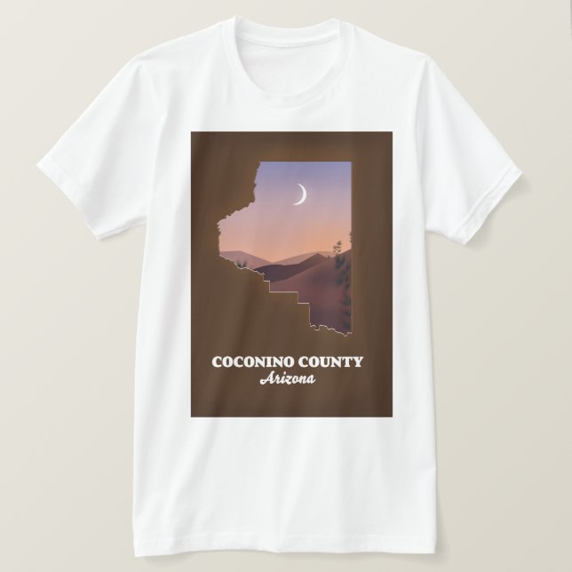 T-shirt Carte du comté de Coconino Arizona. (Design devant)