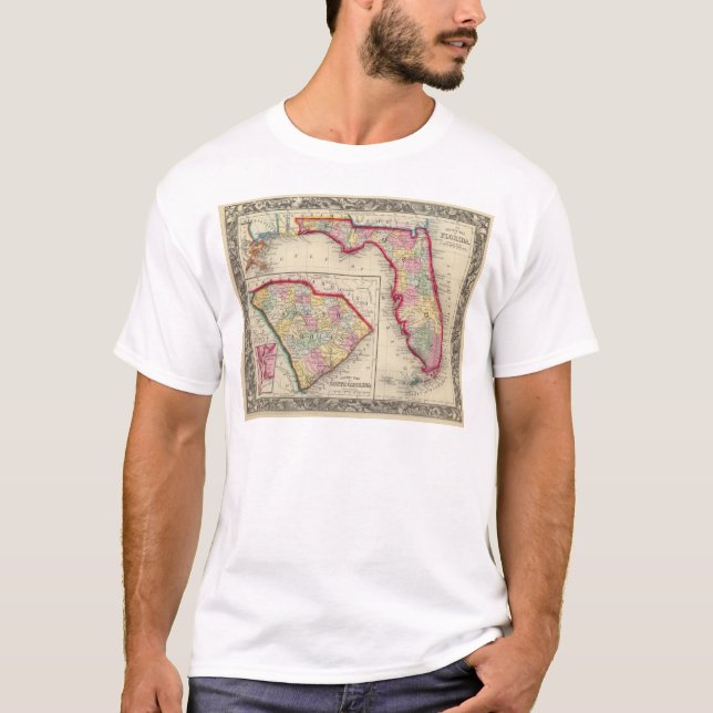 T-shirt Carte du comté de la Floride (Devant)
