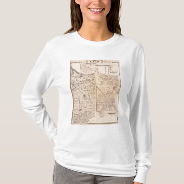 T-shirt Carte du comté de Lake avec Lowell (Devant)