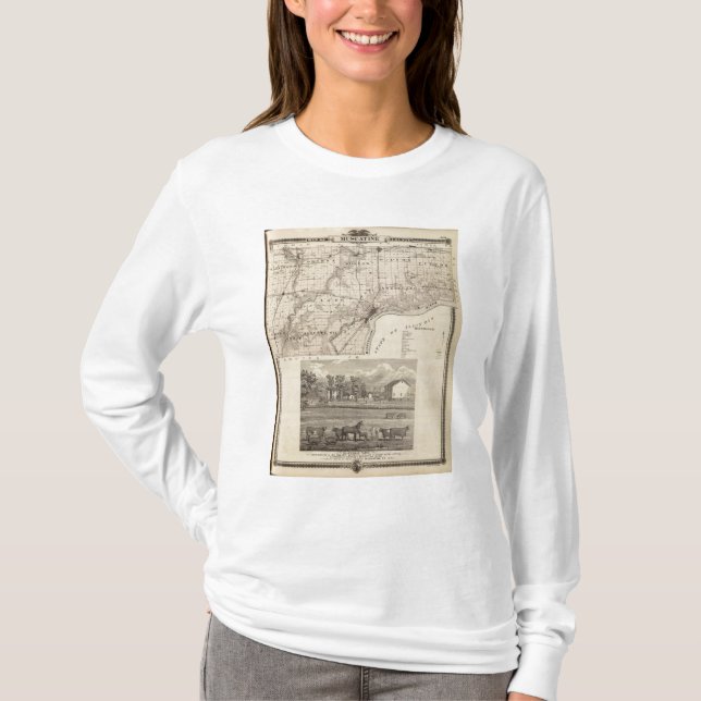 T-shirt Carte du comté de Muscatine (Devant)