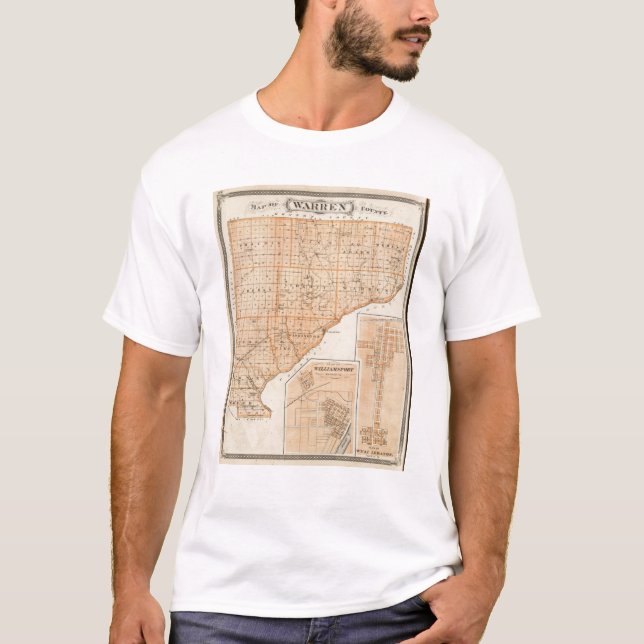 T-shirt Carte du comté de Warren avec le plan du Liban (Devant)
