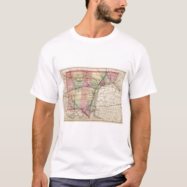 T-shirt Carte du comté de Wayne, Michigan (Devant)