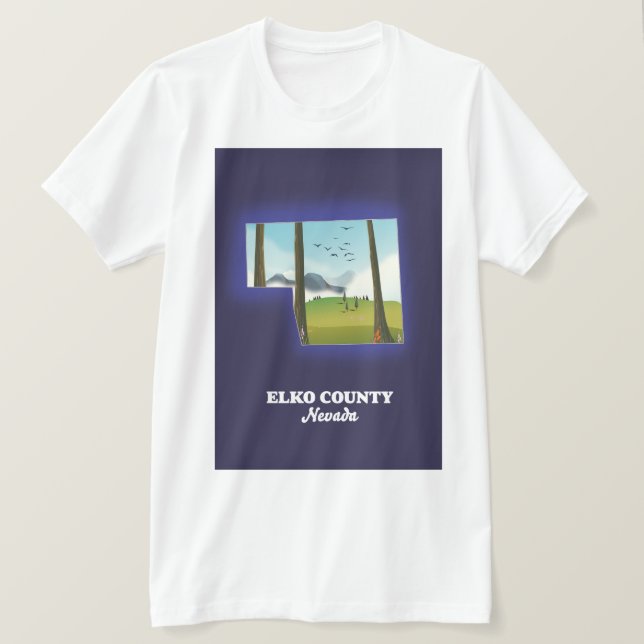T-shirt carte du comté d'Elko Nevada (Design devant)