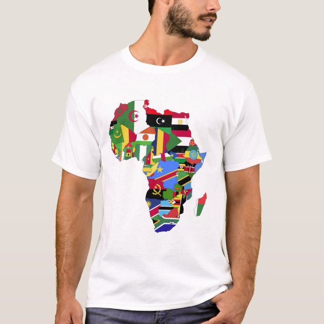 T-shirt Carte du continent africain avec drapeaux (Devant)