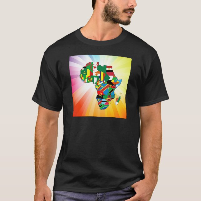 T-shirt Carte du continent africain avec drapeaux 2 (Devant)
