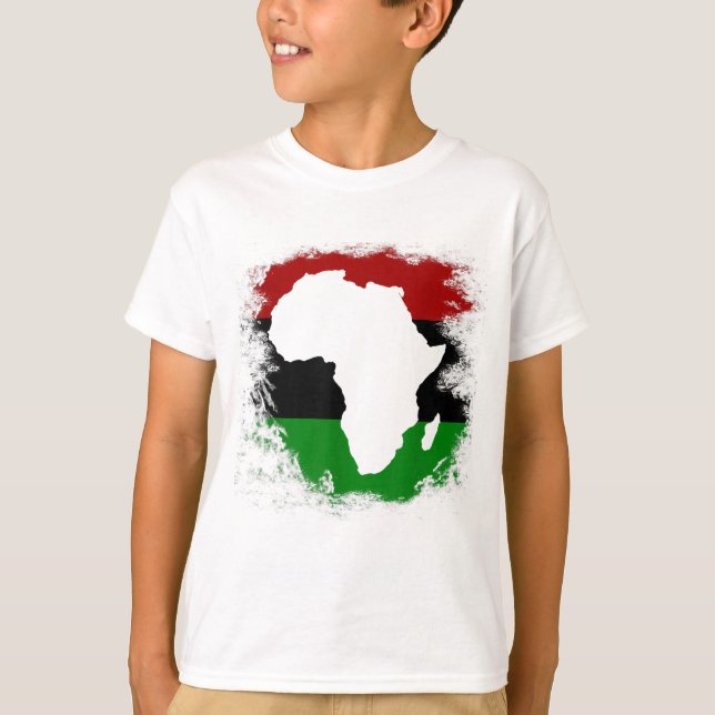 T-shirt Carte du continent africain du drapeau panafricain (Devant)
