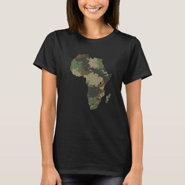 T-shirt Carte du continent africain Motif camouflage Safar (Devant)