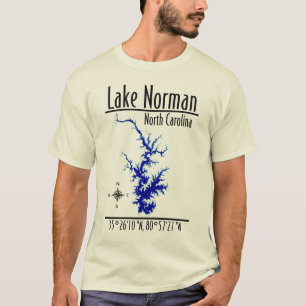 T-shirt Carte du contour du lac Norman en Caroline du Nord