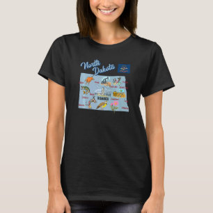 T-shirt Carte du Dakota du Nord Attractions touristiques G
