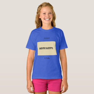 T-shirt - Carte du Dakota du Nord avec la ville