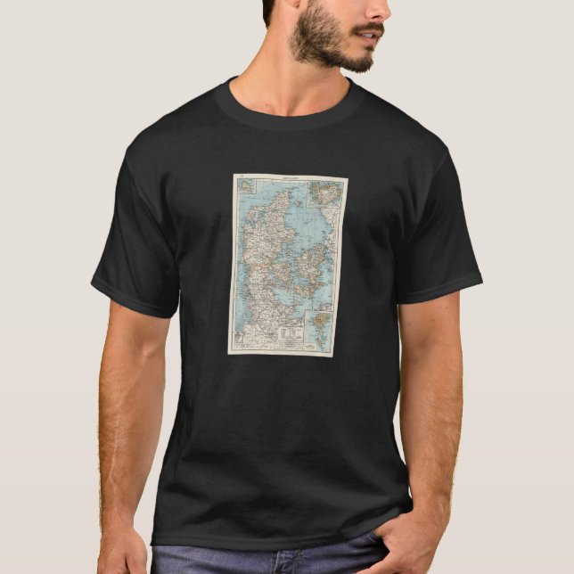 T-shirt Carte du Danemark vintage 1900 (Devant)