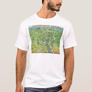 T-shirt Carte du dessin animé de San Antonio Texas