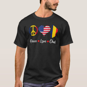 T-shirt Carte du drapeau américain Retro Peace Love Chad