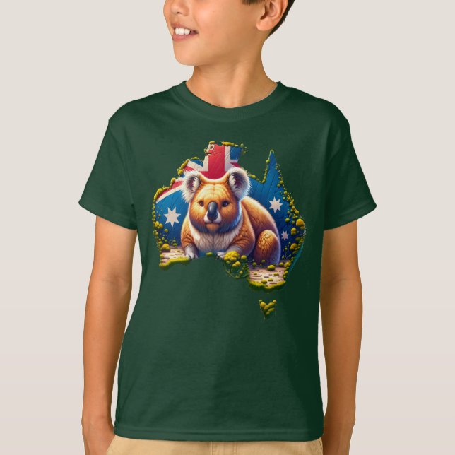 T-shirt Carte du drapeau australien Koala Bear (Devant)