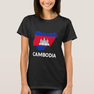 T-shirt Carte du drapeau cambodgien Fierté cambodgienne Ra