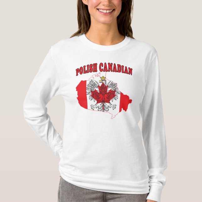 T-shirt Carte du drapeau canadien polonais (Devant)