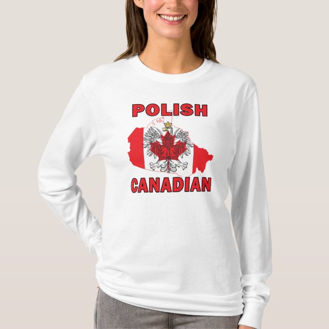 T-shirt Carte du drapeau canadien polonais (Devant)