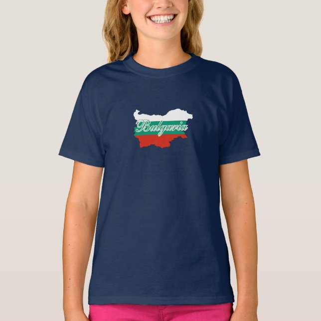 T-shirt Carte du drapeau de la Bulgarie (Devant)
