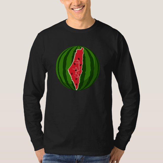 T-shirt Carte du drapeau de la pastèque palestinienne. Lib (Devant)