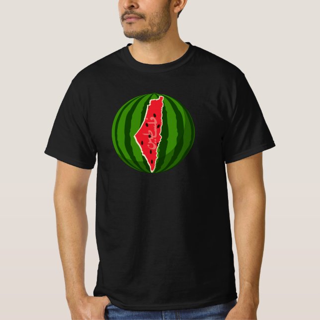 T-shirt Carte du drapeau de la pastèque palestinienne. Lib (Devant)