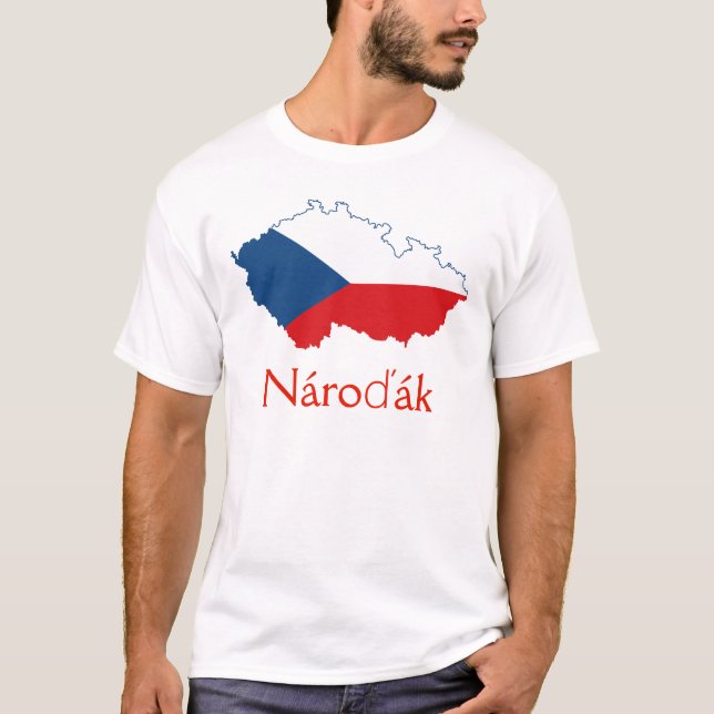 T-shirt Carte du drapeau de la République Tchèque Národák  (Devant)