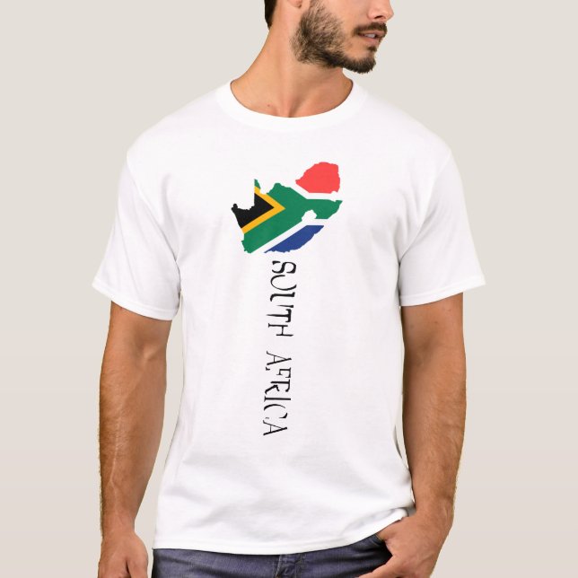 T-shirt Carte du drapeau de l'Afrique du Sud (Devant)