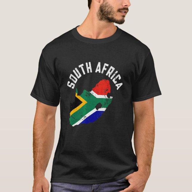 T-shirt Carte du drapeau de l'Afrique du Sud patriotique e (Devant)